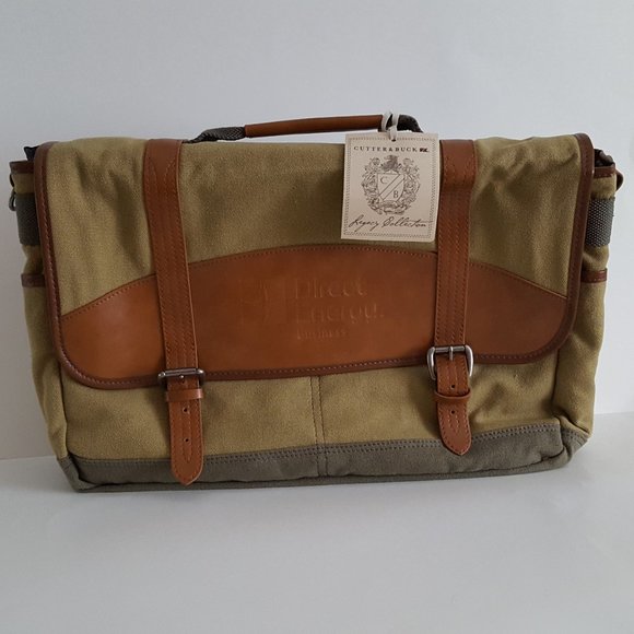 Cutter & Buck Messenger Bag Canvas/Leather *Embossed, AS IS - Picture 1 of 16